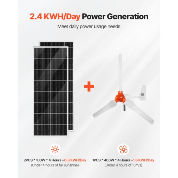 VEVOR 12V 600W Solar-Wind-Hybrid-Set, Ideal für Heimgebrauch Auto RV – Bild 2 VEVOR 12V 600W Solar-Wind-Hybrid-Set, Ideal für Heimgebrauch Auto RV – Bild 2
