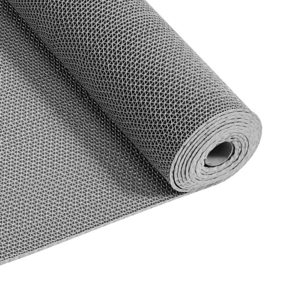 VEVOR Drainagematte PVC (0,9 m x 5 m), Rutschfeste PVC-Bodenmatte Spritzschutzmatte für Nassbereiche, Grau