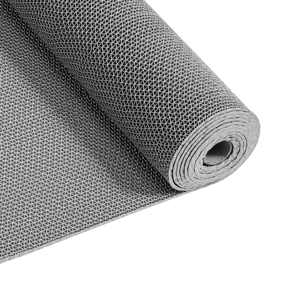 VEVOR Drainagematte PVC (0,9 m x 5 m), Rutschfeste PVC-Bodenmatte Spritzschutzmatte für Nassbereiche, Grau