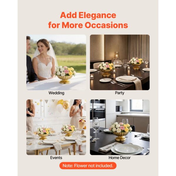 VEVOR 10 Stk. Hochzeitsvasen Tafelaufsatz Blumenvasen für Hochzeit 10 cm Hoch, Gold – Bild 5