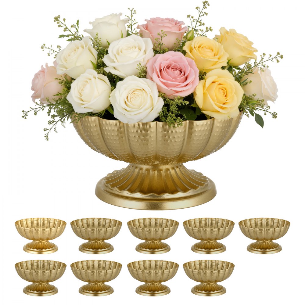 VEVOR 10 Stk. Hochzeitsvasen Tafelaufsatz Blumenvasen für Hochzeit 10 cm Hoch, Gold