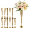 VEVOR 12 Stk. Hochzeitsvasen Tafelaufsatz Blumenvasen für Hochzeit 55 cm Hoch, Gold