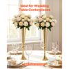 VEVOR 12 Stk. Hochzeitsvasen Tafelaufsatz Blumenvasen für Hochzeit 55 cm Hoch, Gold – Bild 2