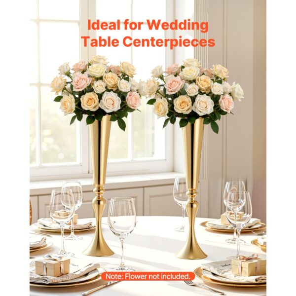 VEVOR 12 Stk. Hochzeitsvasen Tafelaufsatz Blumenvasen für Hochzeit 55 cm Hoch, Gold – Bild 2
