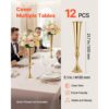 VEVOR 12 Stk. Hochzeitsvasen Tafelaufsatz Blumenvasen für Hochzeit 55 cm Hoch, Gold – Bild 3
