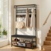 VEVOR Flurgarderobe 1015 x 400 x 1830 mm, Garderobenständer mit Schuhbank & Schuhablage (2 Ebenen)
