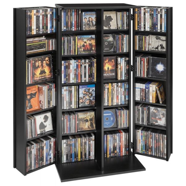 VEVOR DVD-Schrank mit 24 Fächern, Medienaufbewahrungsschrank Standschrank 610 x 368 x 1270 mm, Schwarz