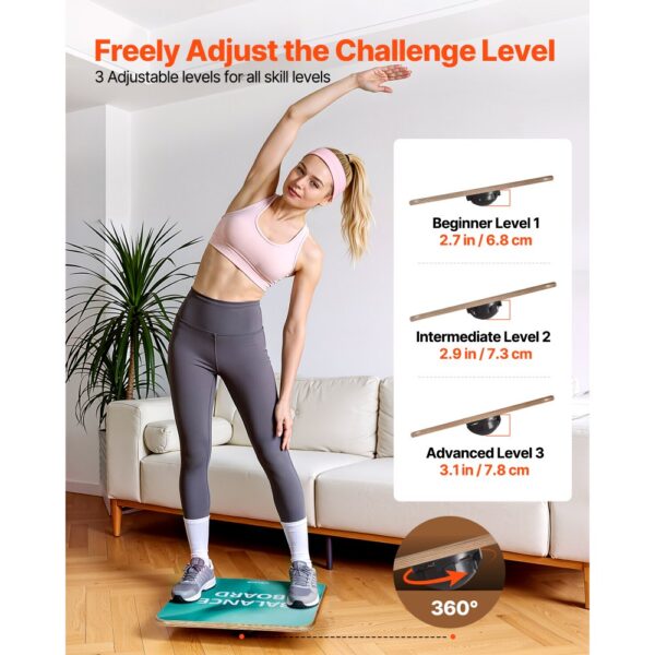 VEVOR Balance Board für Erwachsene 500 x 500 x 18 mm, 360° Drehbares Wackelbrett, Heimfitnessstudio – Bild 3