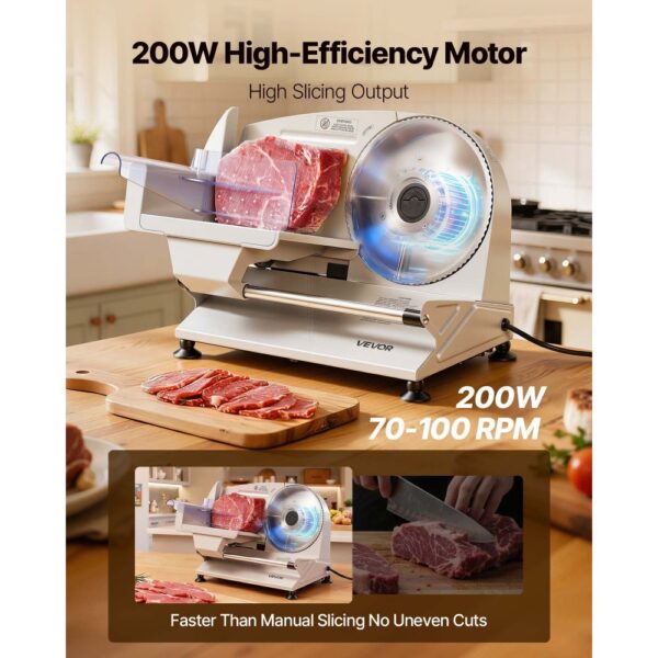 VEVOR Fleischschneidemaschine 200 W, Allesschneider für Gefrorenes Fleisch, Schinken – Bild 2