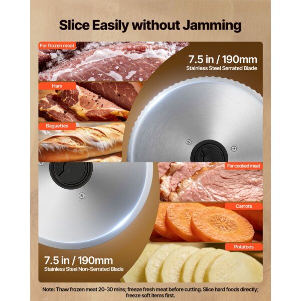 VEVOR Fleischschneidemaschine 200 W, Allesschneider für Gefrorenes Fleisch, Schinken – Bild 3