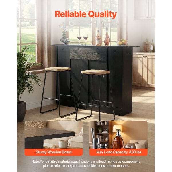 VEVOR Hausbar mit 4 Ebenen, Belastbar bis 181,4 kg, 150 x 46 x 110 cm – Bild 4