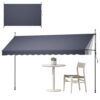 VEVOR Klemmmarkise 400 cm, Höhenverstellbare Markise mit Handkurbel, Terrassenmarkise UPF 80+ Sonnenschutz