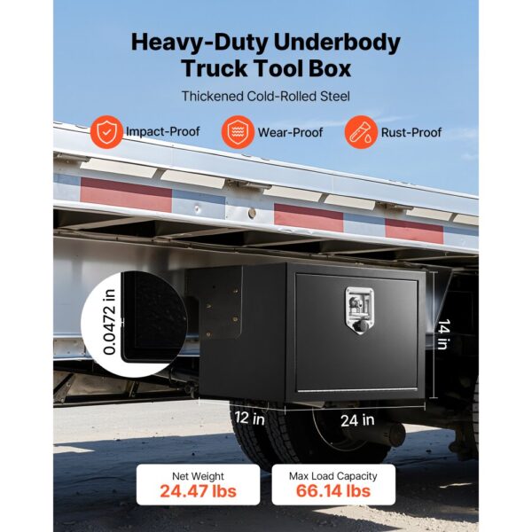 VEVOR Lkw Unterbaubox 609 x 305 x 356 mm Unterflur Staukasten Kaltgewalzter Stahl Wasserdichter Werkzeugkasten – Bild 2