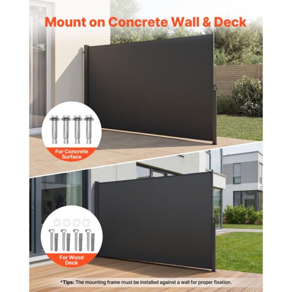VEVOR Seitenmarkise Ausziehbar 180x300 cm, Seitenrollo aus 180 g/m² Polyestergewebe, Raumteiler für Garten – Bild 4