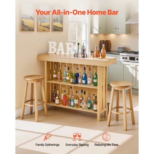 VEVOR Hausbar mit 3 Ebenen, Belastbar bis 81,6 kg, 1400 x 398 x 1055 mm – Bild 2