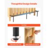 VEVOR Hausbar mit 3 Ebenen, Belastbar bis 81,6 kg, 1400 x 398 x 1055 mm – Bild 5