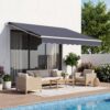 VEVOR Gelenkarmmarkise 3x2,5 m, Einziehbare Markise mit Handkurbel, Terrassenmarkise UPF 80+ Sonnenschutz