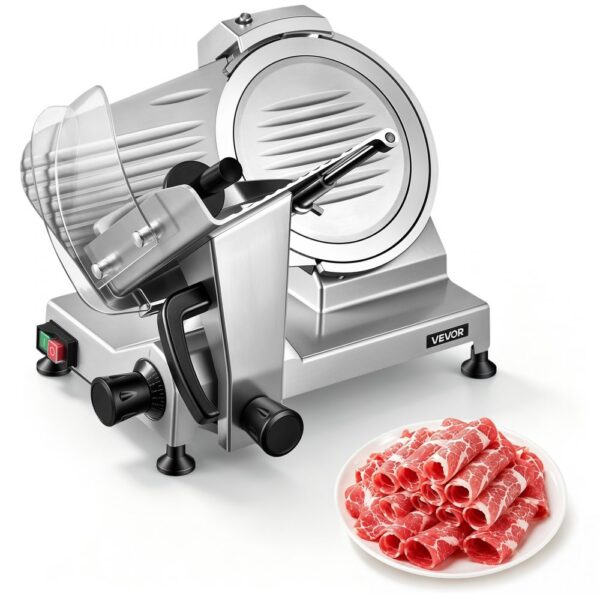 VEVOR Elektrische Aufschnittmaschine 250 mm Klinge, für Gefrorenes Fleisch Schinken