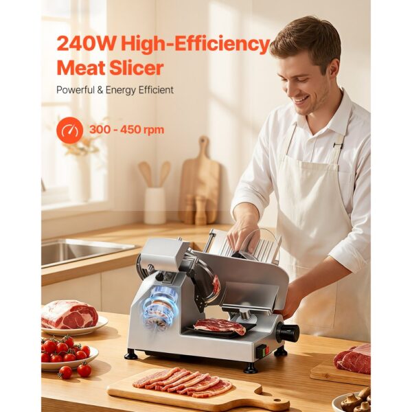VEVOR Elektrische Aufschnittmaschine 250 mm Klinge, für Gefrorenes Fleisch Schinken – Bild 2