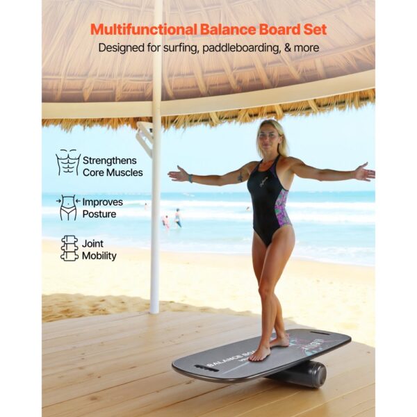 VEVOR Balance Board Holz Set für Erwachsene (89 cm), Wackelbrett bis 200 kg Belastbar, Magnetstoppern & Ablage – Bild 2