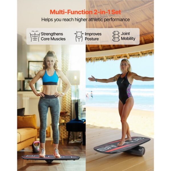 VEVOR Balance Board Set für Erwachsene (78 cm), Wackelbrett bis 200 kg Belastbar, Magnetstoppern & Ablage – Bild 2