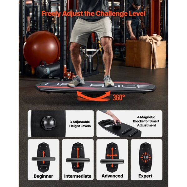 VEVOR Balance Board Set für Erwachsene (78 cm), Wackelbrett bis 200 kg Belastbar, Magnetstoppern & Ablage – Bild 3
