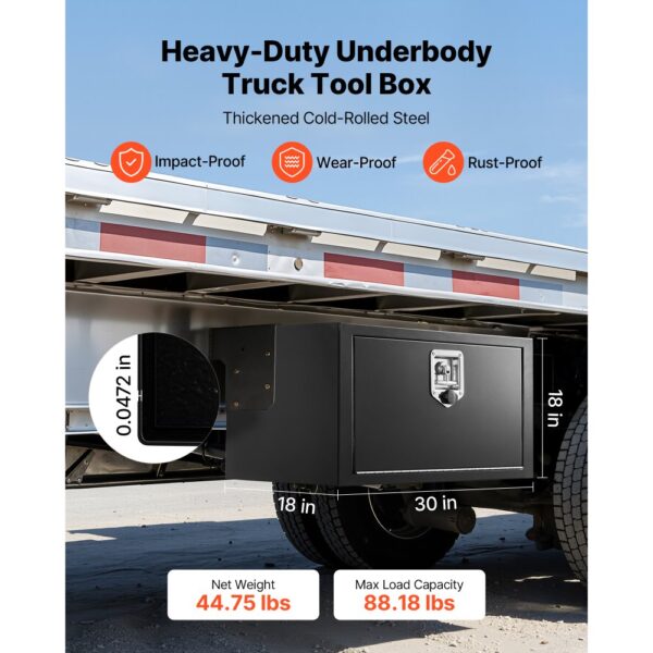 VEVOR Lkw Unterbaubox 762 x 457 x 457 mm Unterflur Staukasten Kaltgewalzter Stahl Wasserdichter Werkzeugkasten – Bild 2