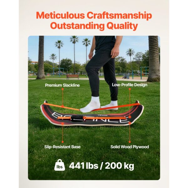 VEVOR Balance Board für Erwachsene (107 cm), Wackelbrett bis 200 kg Belastbar, Orange Schwarz – Bild 4