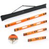 VEVOR 4 tlg. Wasserwaage Set, 40/60/90/120cm Richtwaage mit 3 Libellen 90°/45°/0° & 0,5mm/m Genauigkeit