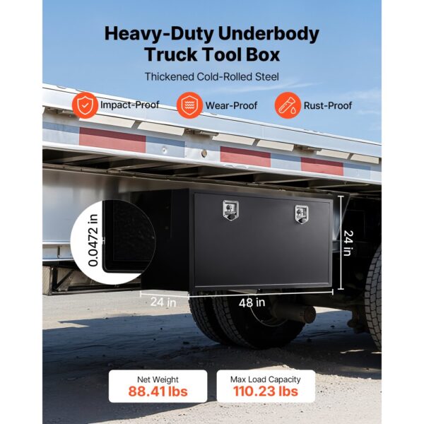 VEVOR Lkw Unterbaubox 1219 x 609 x 609 mm Unterflur Staukasten Kaltgewalzter Stahl Wasserdichter – Bild 2