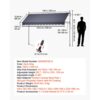 VEVOR Manuell einziehbare Markise, 350 cm (138 Zoll) lange, Terrasse und Balkon – Bild 2