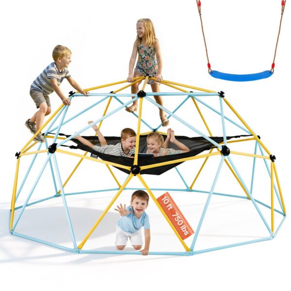 VEVOR Kletterkuppel 3,04 m geometrisches Klettergerüst mit Hängematte & Schaukel, mit Klettergriff
