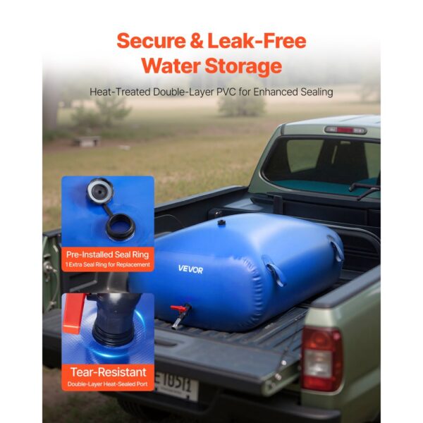 VEVOR Wasserspeicherblase, 330 L Wassersack mit Wasserhahn, Faltbarer & Tragbarer Wasserbeutel aus 1000D PVC – Bild 4