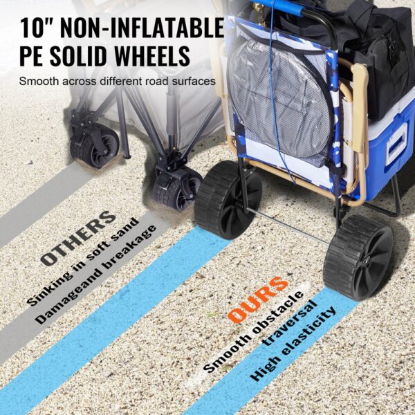 VEVOR Strandkarre Bollerwagen Sandwagen, Strandwagen 31 kg Tragkraft, Zusammenklappbarer Sandwagen aus Stahl – Bild 3 VEVOR Strandkarre Bollerwagen Sandwagen, Strandwagen 31 kg Tragkraft, Zusammenklappbarer Sandwagen aus Stahl – Bild 3