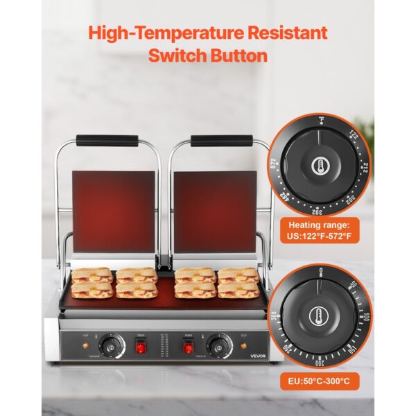 VEVOR kommerzieller Kontaktgrill 3600 W Elektrogrill Sandwichmaker (Doppelbackplatten) Panini Presse – Bild 5 VEVOR kommerzieller Kontaktgrill 3600 W Elektrogrill Sandwichmaker (Doppelbackplatten) Panini Presse – Bild 5