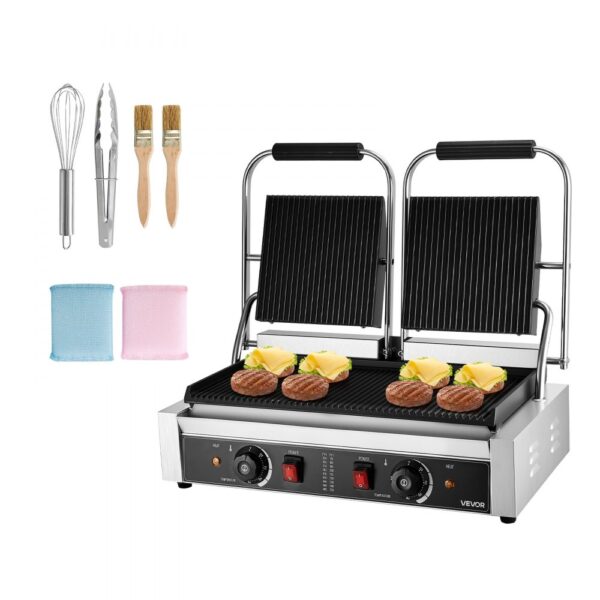 VEVOR kommerzieller Kontaktgrill 3600 W Elektrogrill Sandwichmaker (Doppelbackplatten) Panini Presse VEVOR kommerzieller Kontaktgrill 3600 W Elektrogrill Sandwichmaker (Doppelbackplatten) Panini Presse