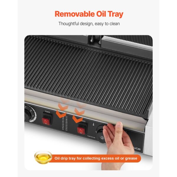 VEVOR kommerzieller Kontaktgrill 3600 W Elektrogrill Sandwichmaker (Doppelbackplatten) Panini Presse – Bild 4 VEVOR kommerzieller Kontaktgrill 3600 W Elektrogrill Sandwichmaker (Doppelbackplatten) Panini Presse – Bild 4
