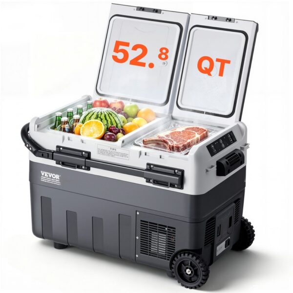VEVOR Tragbarer Autokühlschrank, 12-Volt-Autokühlschrank, 50L tragbarer Dual-Zone-Gefrierschrank
