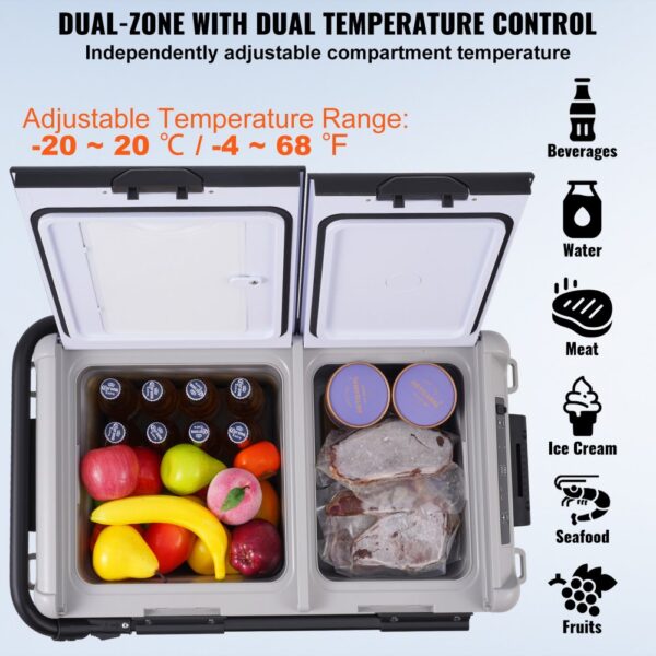 VEVOR Tragbarer Autokühlschrank, 12-Volt-Autokühlschrank, 50L tragbarer Dual-Zone-Gefrierschrank – Bild 3