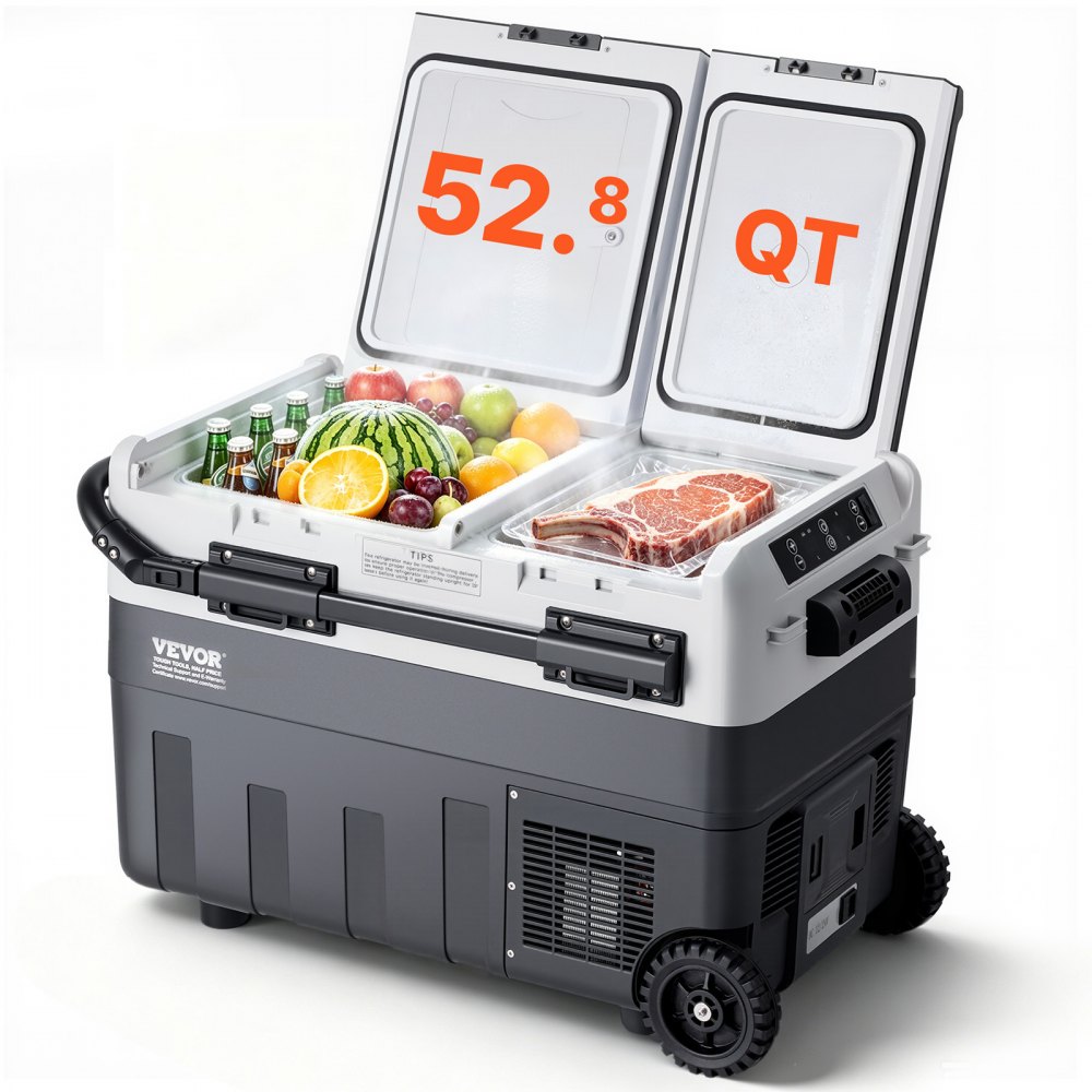 VEVOR Tragbarer Autokühlschrank, 12-Volt-Autokühlschrank, 50L tragbarer Dual-Zone-Gefrierschrank