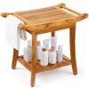 VEVOR Duschbank aus Teakholz, 56 x 36 x 47 cm, maximale Tragkraft 136 kg