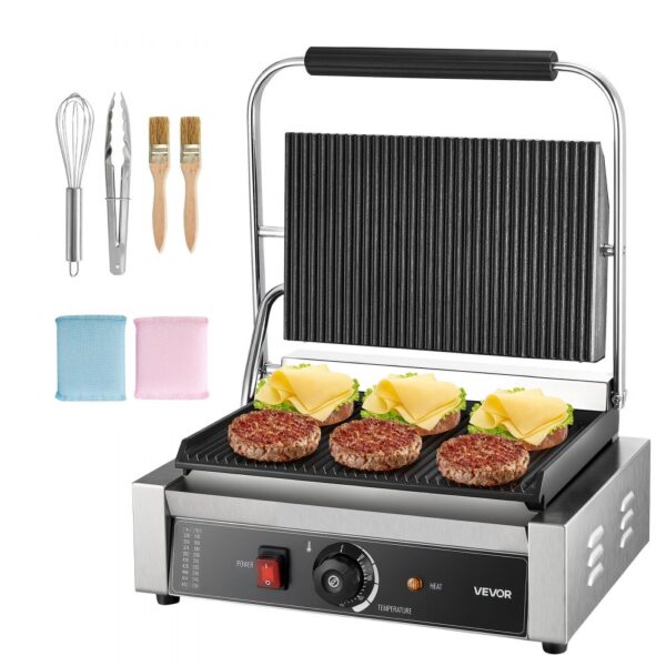 VEVOR kommerzieller Panini-Grill Kontaktgrill 2200 W für Sandwiches Steak Bacon Hamburger, Paninipresse
