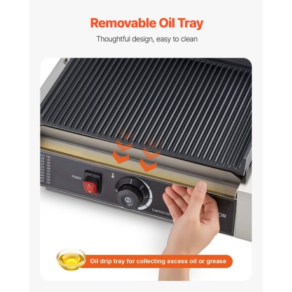 VEVOR kommerzieller Panini-Grill Kontaktgrill 2200 W für Sandwiches Steak Bacon Hamburger, Paninipresse – Bild 4
