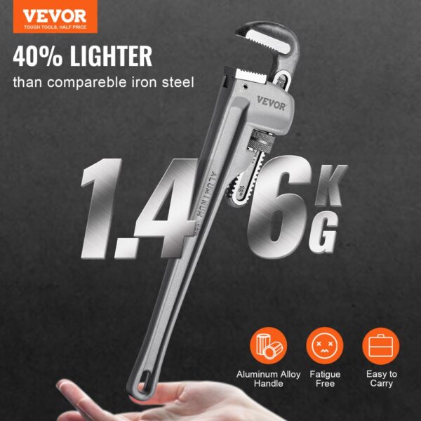 VEVOR Rohrzange, 18" gerade Aluminium-Rohrzange, verstellbarer Sanitärschlüssel – Bild 2