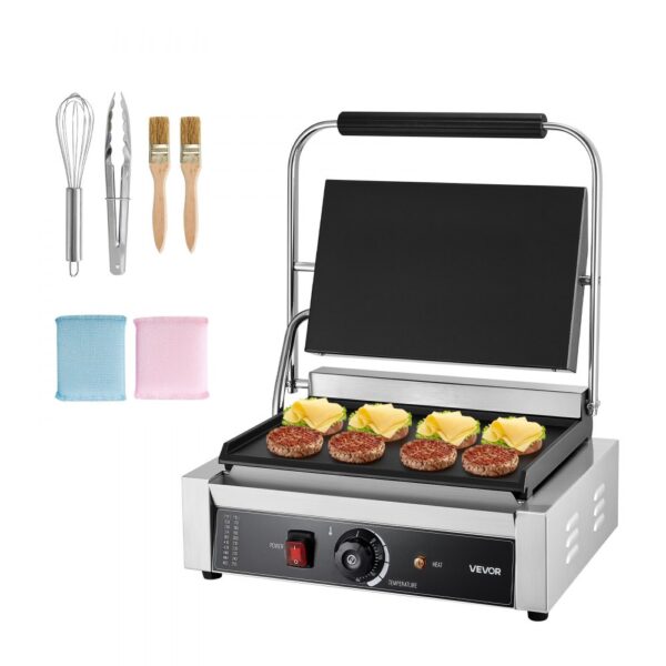 VEVOR kommerzieller Panini-Grill Kontaktgrill 2200 W für Sandwiches Steak Bacon Hamburger, Paninipresse