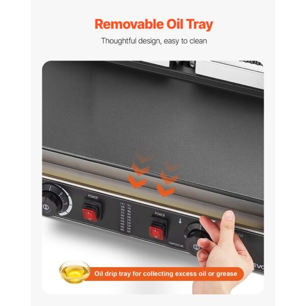 VEVOR kommerzieller Panini-Grill Kontaktgrill 3600 W für Sandwiches Steak Bacon Hamburger, Paninipresse – Bild 4