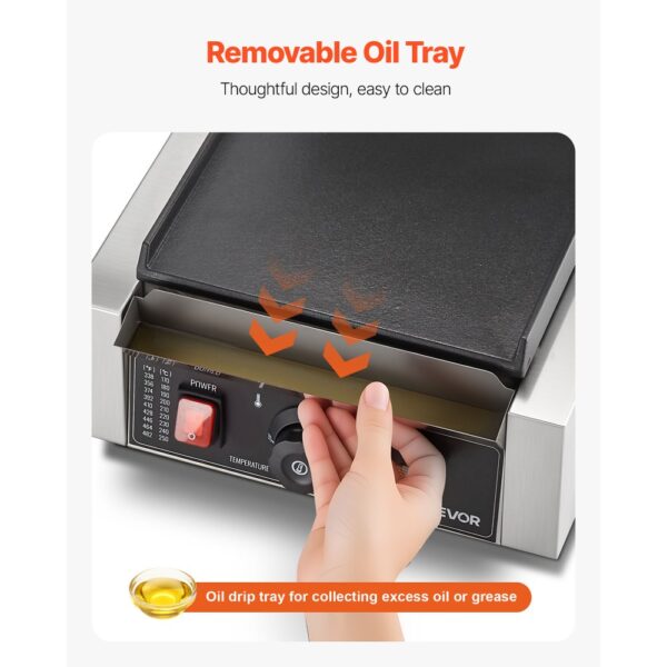 VEVOR Kommerzieller Kontaktgrill 1800 W Elektrogrill Sandwichmaker Panini Presse aus Edelstahl mit Griff – Bild 4