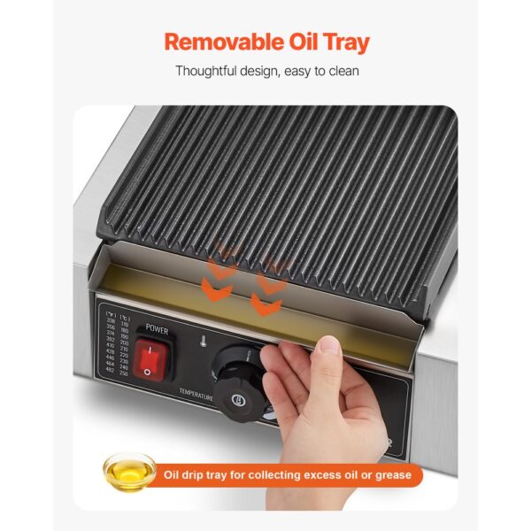 VEVOR kommerzieller Panini-Grill Kontaktgrill 1800 W für Sandwiches Steak Bacon Hamburger, Paninipresse – Bild 4