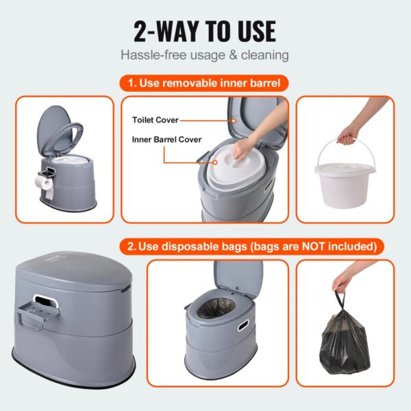 VEVOR 5 L Campingtoilette mit Toilettenpapier- und Handyhalter – Bild 4