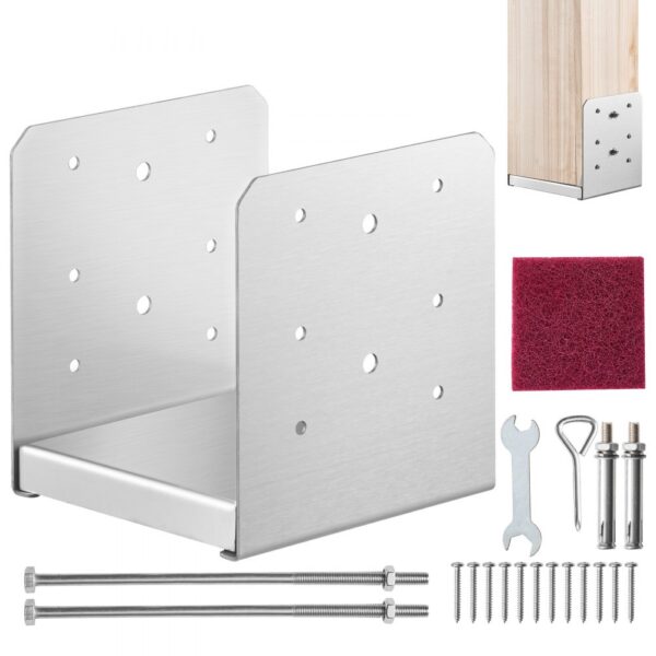 VEVOR Aufschraubhülse 149 x 143 x 160 mm U Pfostenträger aus Edelstahl mit Sprühbeschichtung Pfostenschuh